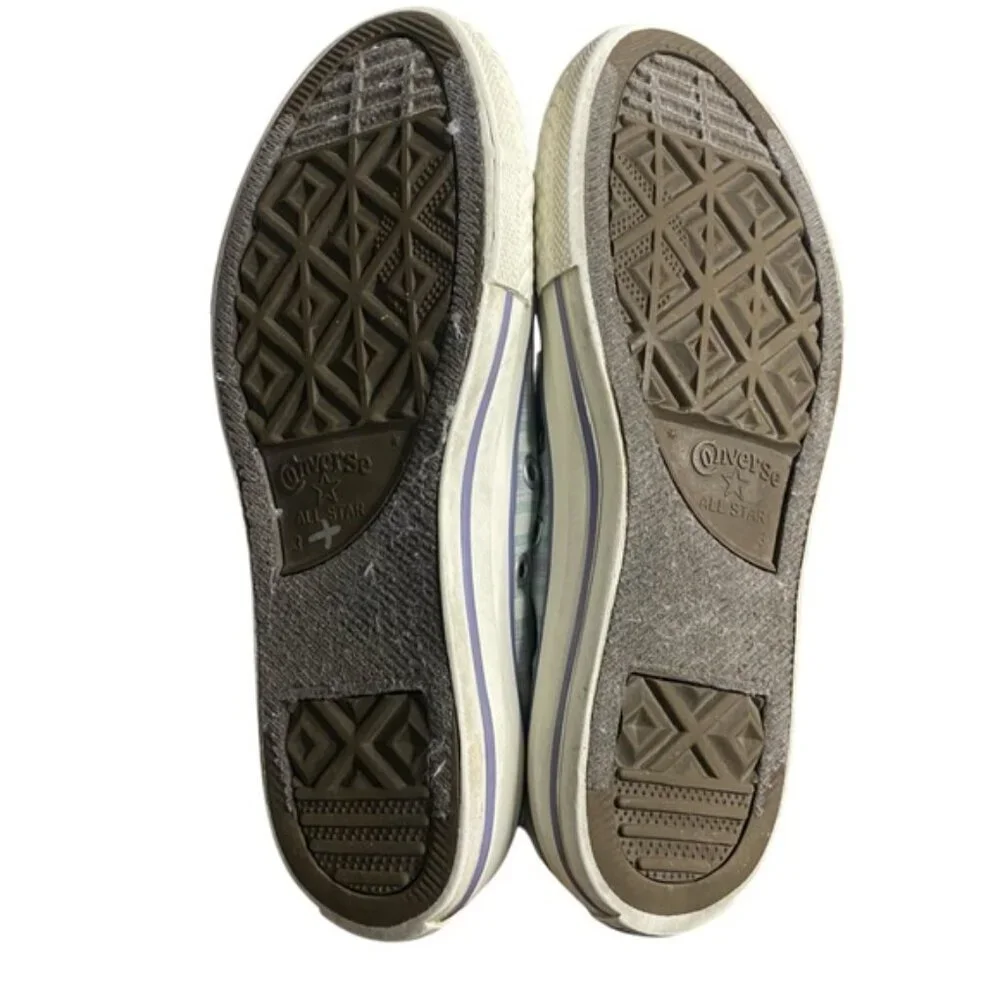 Converse Chuck Taylor All Star Junior Lo Top Sneakers - Plaid Blue and White